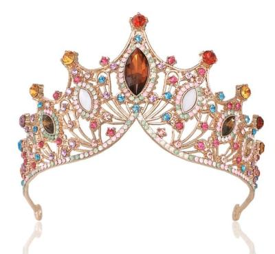 China Wedding China Factory Provided Good Quality Fashionable Luxury Gold Tiara Crowns And Tiaras Colorful Bulk for sale