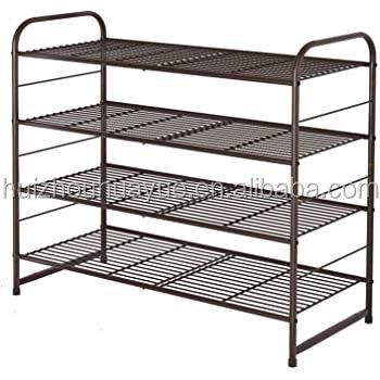 China (Size) 4 Layer Adjustable Stackable Shoe Rack, Expandable and Adjustable Shelving Shoe Racks, Iron for sale