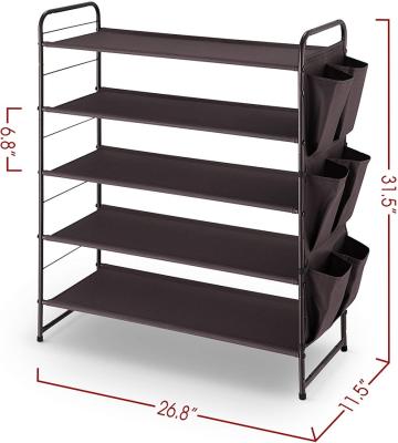 China (Size) 4-Tier Shoe Rack Organizer, Adjustable and Expandable Stackable Fabric Shoe Rack Storage Shelf for sale