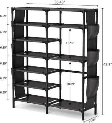 China Non-woven 7 Tiers Shoe Rack 24-30 Pairs Traditional Shoe Organizer Shoe Storage Boots Shelf Nonwoven Organizer for sale