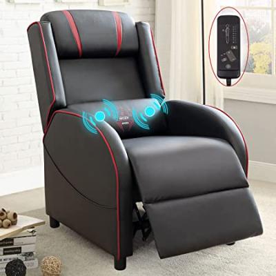 China Massage Gaming Recliner Chair Packing Single Sofa Recliner Style Living Room PU Recliner Seat Leather Home Theater Seating (Red, Massage) for sale