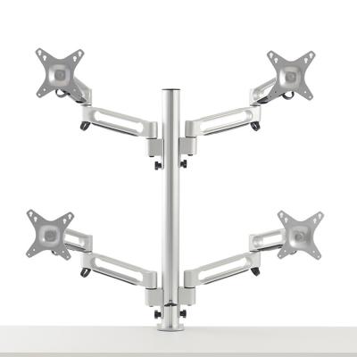 China Fully Adjustable Alloy Stand Bracket Aluminum 4 Screens 180 Degree Pull Out Swivel Arm Four Arm LCD LED Monitor Desk Mount for sale