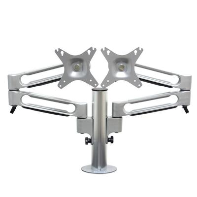 China Aluminum Alloy 360 Degree Fully Adjustable Dual Monitor Frames Desk Mount Dual Monitor Arm Stand for sale