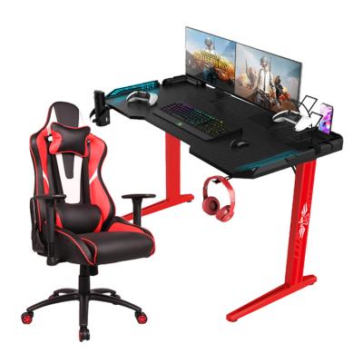 China Modern and simple home table gamer extendable computer desk gamer bedroom gaming t-type desk for sale