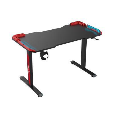 China (Height) Adjustable Computer Desk Sit Rack Gaming Desk T Shaped Black Red Steel Standing PC Gamer Desk for sale