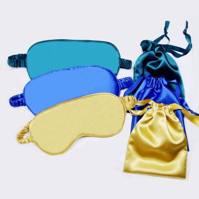 China Hot Sale Custom Cotton/Satin/Silk Double Side Eye Shade Satin Travel Sleep Natural Silk Eye Mask With Drawstring Pouch Set for sale