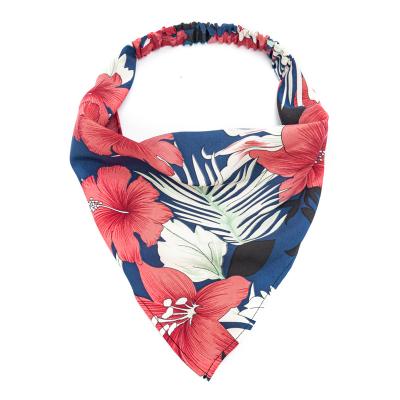 China Polyester Elastic Hair Scarf Headband Chiffon Head Scarf Headband Hair Bandanas For Women for sale