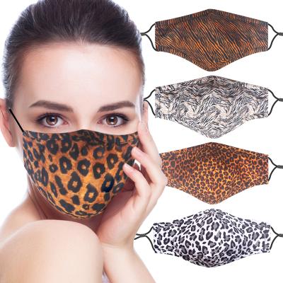 China Fabric Wholesale Custom Design Cotton Polyester Facemask Fashionable Leopard Print Maskes For Women for sale