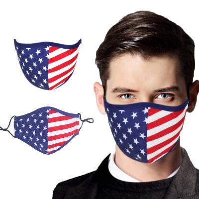 China Cloth USA America Flag Printing 3d Face Mask Cotton Fashion Cloth Face Mask Adult 3 Layers Face Cover for sale