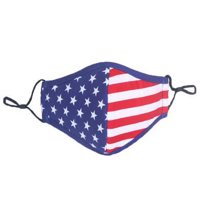 China Cotton USA flag printed protective cotton facemask can be installed dustproof filter haze male and female adult facemask for sale