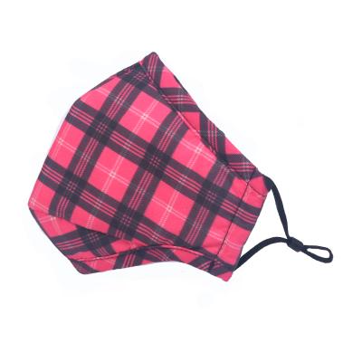 China Reusable and Adjustable Adult Washable 3-Ply Cotton Cloth FaceMask with Filter Pocket - Buffalo Plaid for sale