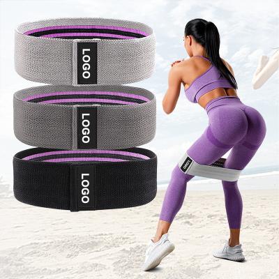 China Goods Has A 66/76/86 cm Logo Wholesale Hip Yoga Gym Exercise Fitness Custom Elastic Non Slip Fabric Booty Resistance Band Set for sale