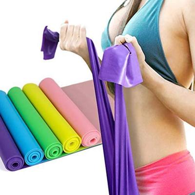 China Exercise Has A Low MOQ Logo Custom Latex Stretch Flat Elastic Yoga Bands Theraband Roll 1.5M Yoga Pilates Rubber Stretch Resistance for sale