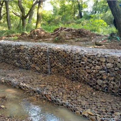 China 2X1X1M Gabion Wire Mesh Box 80X100Mm Gabion rock Basket For Flood Control Project for sale