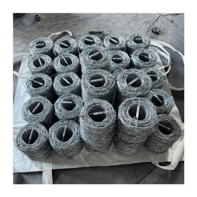 China 500 Meters Barbed Wire 12.5 gauge Galvanized Barbed Wire With 14 gauge 4-point barbs for sale