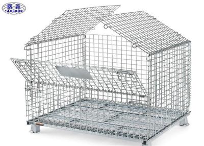 China Transport Wire Mesh Pallet Cages , Welded Steel Mesh Storage Cages With Cover for sale