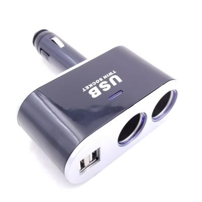 China ABS 12V/24V 3.1A 2 USB2 Sockets Folding Socket 2 Sockets Adapter Car Phone Charger Cigarette Car Charger Chrome for sale