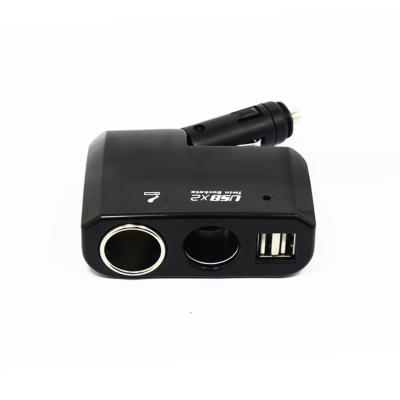 China ABS Car Charger 12V 2 USB2 Sockets Folding Dual Sockets Car Phone Charger Car Plugs Support Heater Cigarette for sale