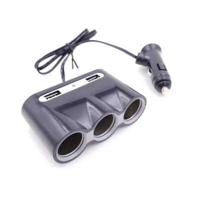 China ABS 12V/24V 2.4A/3.1AUSB Triple Sockets Dual USB Car Phone Charger Car Sockets USBX2 Cigarette Car Charger for sale