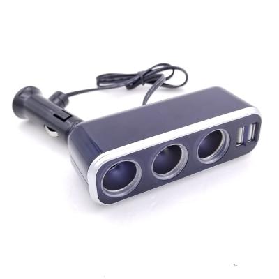 China ABS Car Charger Cigarette Lighter Sockets Adapter 12V/24V 2.4A/3.1A USB Car Sockets Triple Dual USB Car Blue Light USBX2 for sale