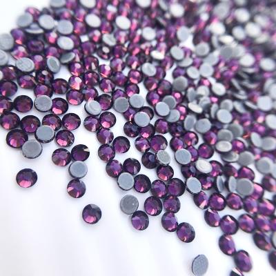 China Flatback high quality ss10 amethyst rhinestone hotfix glass crystal stone for sale