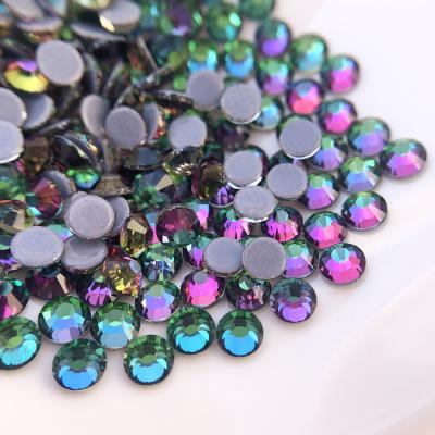 China Hot Sale Wholesale ss10 Flatback Crystal Glass Stone Glass Hot Fix Dmc Korean Green Fake Stone for sale