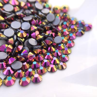 China Wholesale Flatback Rainbow Rose Gold Rhinestone Crystal Glass Stones DMC Hotfix Background for sale