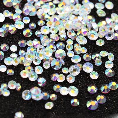 China New design crystal nail Flatback unfoiled loose flatback glass transparent rhinestones hotfix ab no for sale