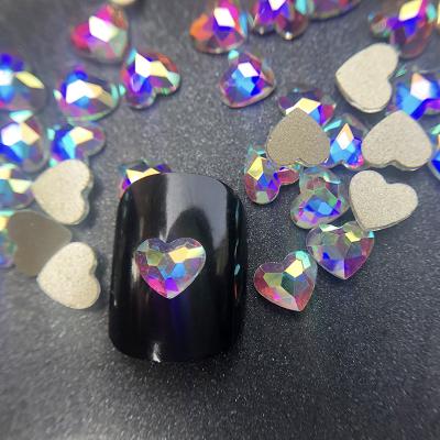 China Wholesale 3d decoration cheap faux stone heart shape color nail ab crystal nail art for sale