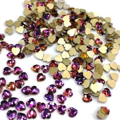 China Nail back art wholesale glass heart shape flat rhinestones for nail art accessories for sale