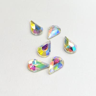 China Nail art hot sale ab drop shape clear flat back crystal glass rhinestone nail art for sale