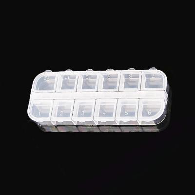 China Garment Accessories 12 Grid Rhinestone Decoration Plastic Box Transparent Divided Nail Art Container for sale