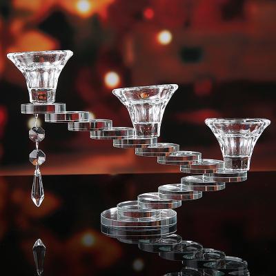 China High Quality Tall Glass Candelabra Candle Holder Europe Factory Crystal Candlestick Stand for sale