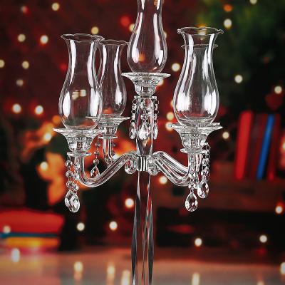 China China 2020 5am crystal candelabra design glass candle holders for wedding centerpieces for sale