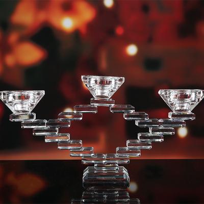 China China Wholesale Glass Candle Holder 3AM Square Crystal Candelabra For Home Wedding Decoration for sale