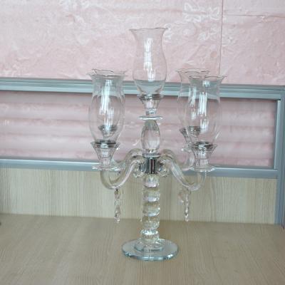 China Wholesale Home Wedding Glass Candelabra Candle Holder Christmas 5 A.M. Decoration Crystal Candlestick for sale