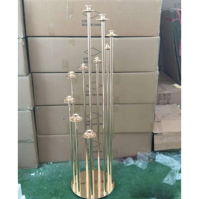 China New Design Weddings 10 A.M. Round Metal Gold Glass Candle Holder Round Square Base Candelabras for sale