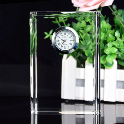 China Europe hot sale personalized crystal mini table clock in china for business gift for sale