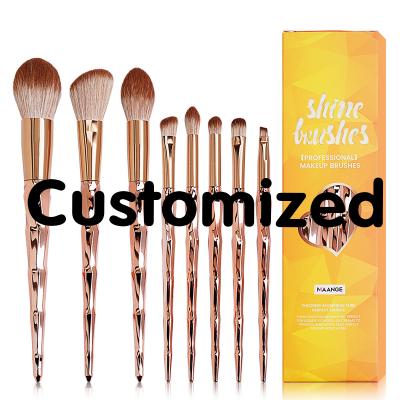 China Angular Blush Custom Logo Brush Set Makeup Label Beauty Tool 8pcs Full Set Private Fiber Hair Makeup Brushes High End Makeup Brush Set for sale