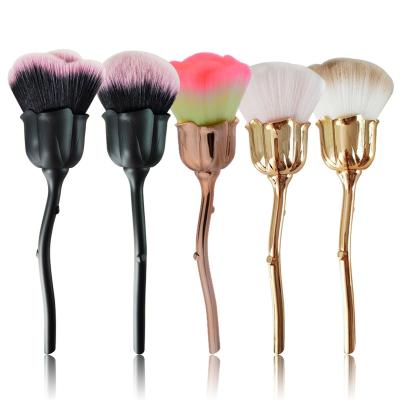 China Angular blush new style wholesale custom logo rose plastic handle makeup brush beginner travel single mini powder blush makeup tool set brush for sale