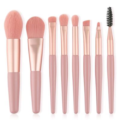 China Angular blush hot sales maquillaje high quality brush macarone custom pink blue purple makeup 8pcs mini set brush for sale