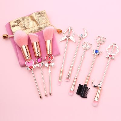 China Angular Blush Amazon eBay Sale Sailor Moon Metal Brush Unicorn Cartoon Characters 8pcs Hot Set Makeup Brush With Velvet Bag for sale