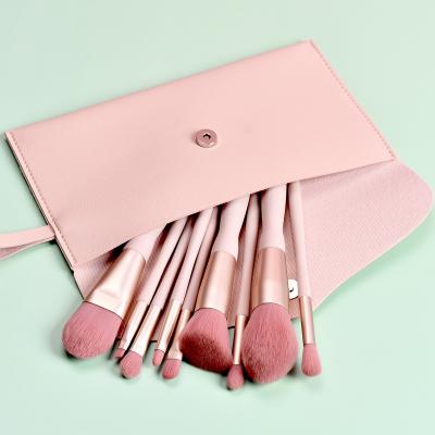 China Angular Blush Factory Wholesale Size Professional 9 Pcs Custom Makeup Brush Low MOQ Small Pretty With Diamond Rose Handle for sale