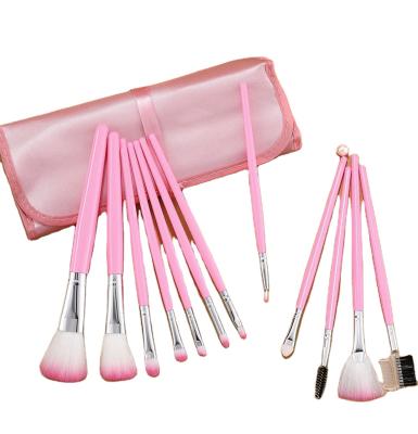 China Angular Blush 2021 factory wholesale custom brand new logo 12pcs makeup brushes pink cosmetic tool for sale