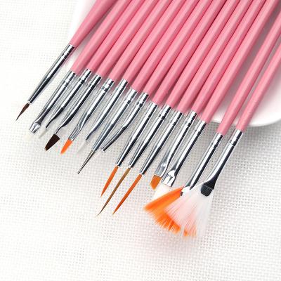 China Beauty Care Make Tools Rose 20 Pieces Nylon Hair Acrylic Nail Brush Manicure Pens Drawstring Pen Flower Carving Point Acrylic Drill Pen for sale