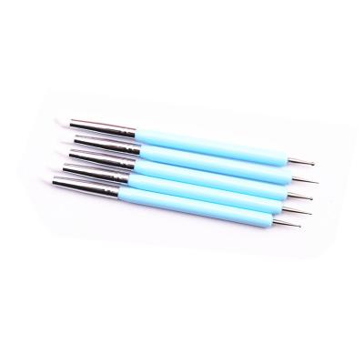 China Beauty Care Make Tools Leichi Manicure Silicone Pen 5pcs Double Head, Point Drill Carving And Painting Acrylic Nail Brush For Nail Art for sale