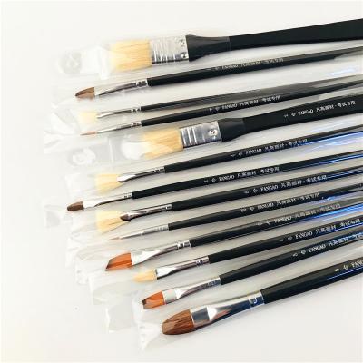 China Wholesale 13 Pcs Handle Oil Fan Paint Brush Acrylic Professional Paint Brush Watercolor Rubber Pen Artist Gouache Paint Brush Art Student for sale