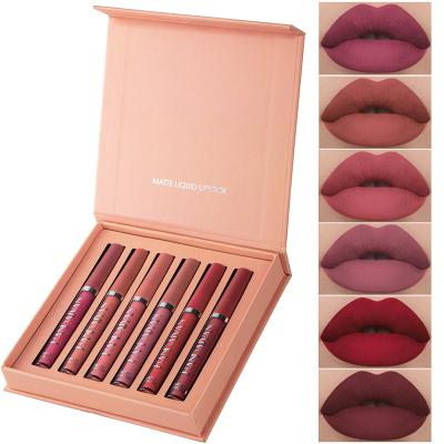 China Wholesale Best Beauty Care Makeup Tools Supplier 6 Lip Gloss Set Selling Non-sticky Cup Mist Lip Gloss Waterproof Matte Liquid Lipstick Set Gift Box for sale