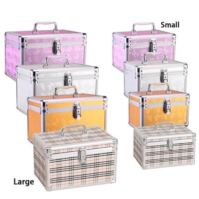 China Durable Professional Adjustable Organizer Makeup Train Case Cosmetic Cases Makeup Storage Box with Lock and Compartments for sale