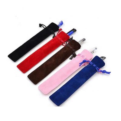 China Simple Gift Customized Suede Pen Pencil Bag Drawstring Pen Sleeve Velvet Pen Gift Wholesale Velvet Pouch Black Bag for sale